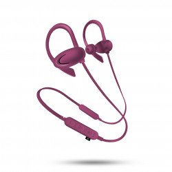 Hook Style Bluetooth Earphone Headset with MicroSD Music Slot MSF1 (Hot Pink)